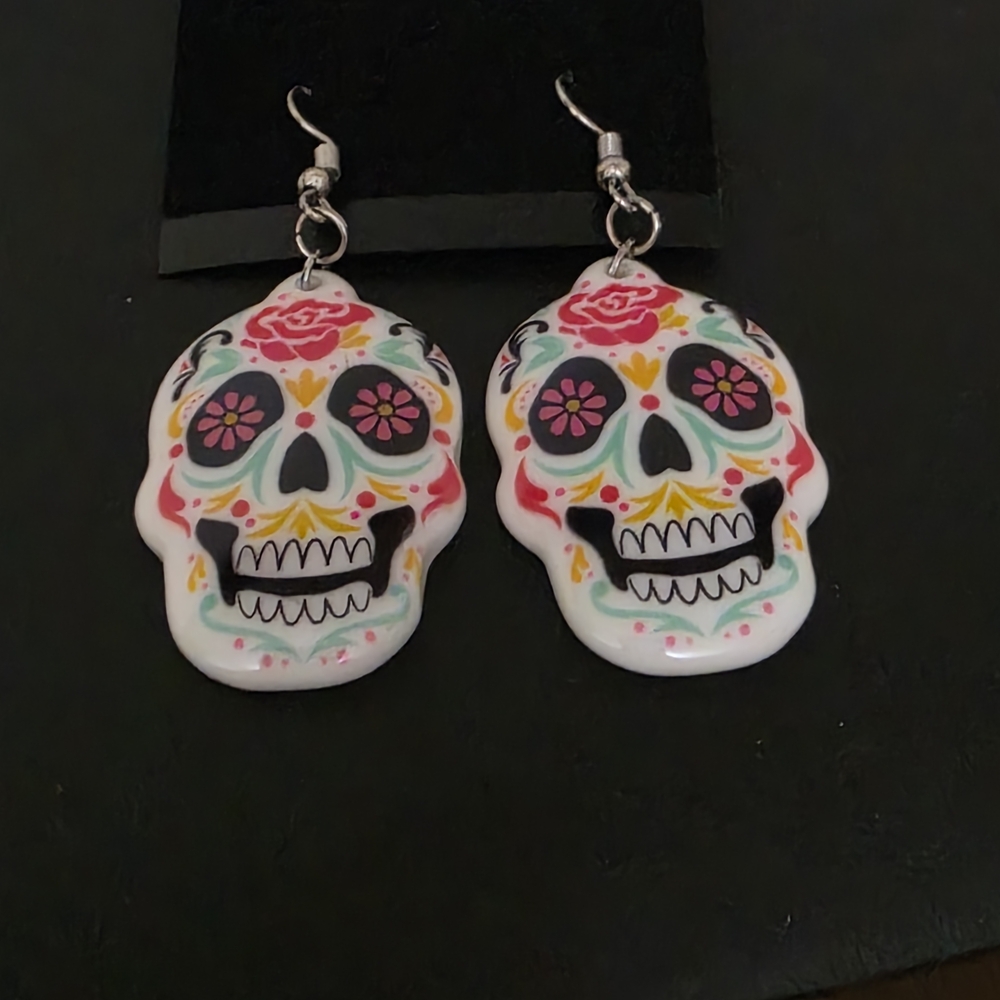 Colorful Sugar Skull Earrings
